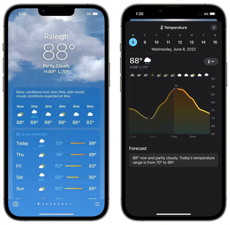 苹果全新iOS 16天气App体验，集成Dark Sky技术